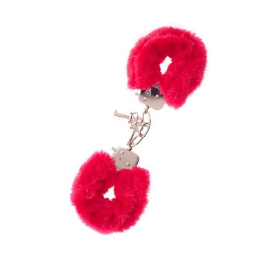 Kajdanki-METAL HANDCUFF WITH PLUSH RED